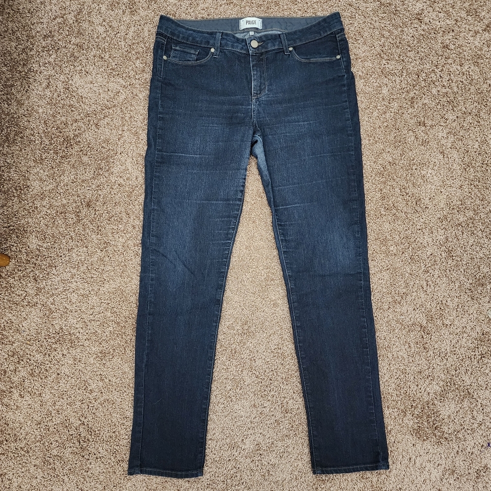 Paige Skyline Skinny Dark Blue Wash Jeans Size 32 - Picture 3 of 6